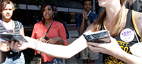 Lady handing out flyers