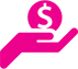 pink hand holding dollar sign